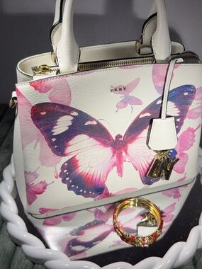 DKNY Saffiano Leather Butterfly Satchel